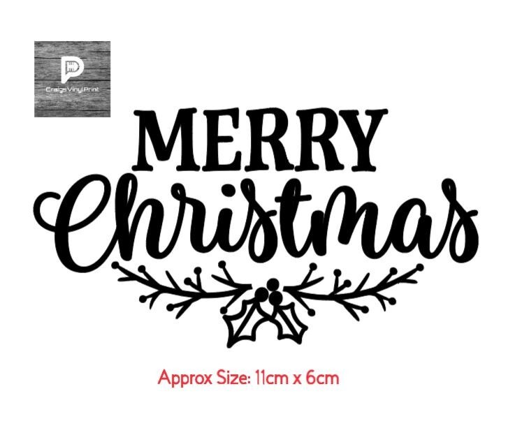 6 x Merry Christmas Wine Glass Bottle Mug Vinyl Craft Sticker Wall Decoration