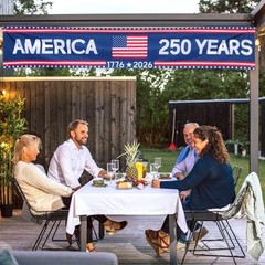 250 Anniversary Banner 120” x 20” Large 250 Years Birthday Red, White and Blue