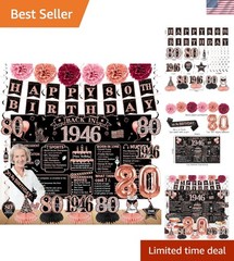 80th Birthday Decorations for Women, 21pcs the 1946 Banner Balloon Party Sup…