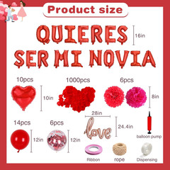 Quieres Ser Mi Novia Balloon Set w/ Rose Petals Valentine Decor