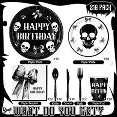 Gothic Birthday Decorations 210 Pcs Tabbed Party Kit Gothic Halloween Happy