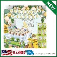 132pcs Classic Winnie Baby Shower Decorations Kit, All-in-1 Green, Yellow