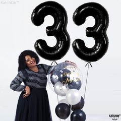 , Giant Black 33 Balloon Numbers – 40 Inch | 33 Birthday Balloons, 33 Birthda…