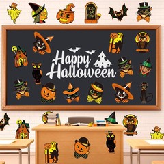 48 Pcs Vintage Halloween Cutouts Retro Pumpkin Black, Orange, Multicolor