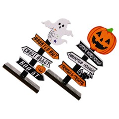2PCS Halloween Ghost Pumpkin Decoration Table Centerpiece Wood Sign Table Decor