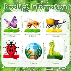 10 Pieces Bugs Party Decorations Kit Including 7 Bug Print Table Honeycomb Ce…