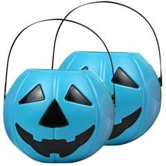 2 Pcs Pumpkin Containers for Candy Trick Treat Bucket Pail Kids Halloween