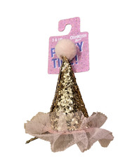 Birthday Party Time Mini Glitter Hats Lot of 24 NEW Barrette Hair Clip Pink Gold
