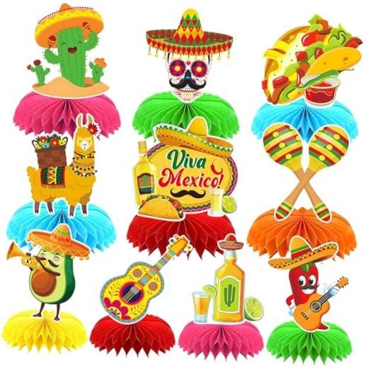 Cinco De Mayo Honeycomb Centerpieces for Fiesta Party – 10PCS Mexican