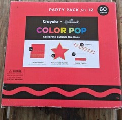 Crayola+Hallmark Color Pop Party Pack for 12-60 Piece Set NIB Plates Napkins etc