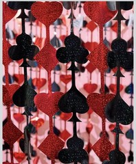 Casino Party Decorations Red and Black Foil Curtains Set of 2 for Birthday