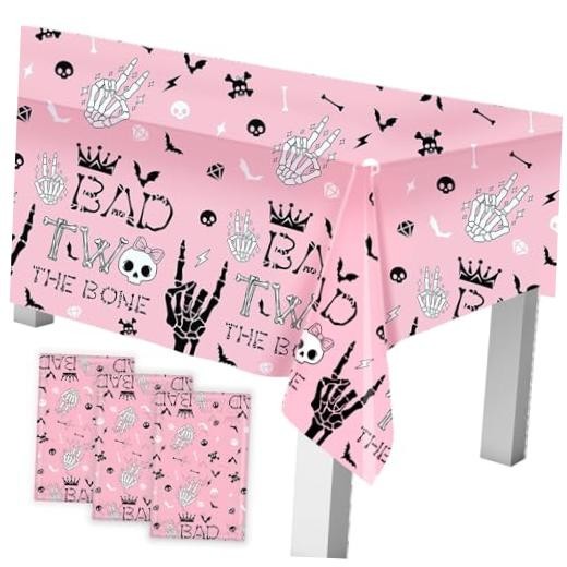 Bad Two The Bone Tablecloth 108×54 Inch – Rock and Roll 2nd Birthday