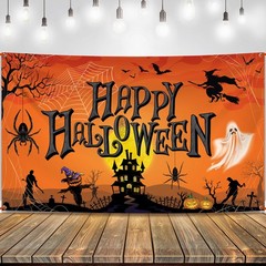 KatchOn Orange Happy Halloween Banner – XtraLarge 72×44 Inch
