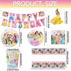 Disney Princess Birthday Decorations Party Supplies Set 88PCS Cups Plates Nap…