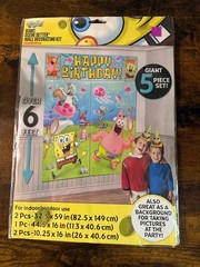 SpongeBob Square Pants Giant Scene Setter Wall Decorating Kit 5 Piece Set 6 Ft