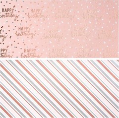 LeZakaa Reversible Birthday 1 Count (Pack of 1), – Metallic Pink