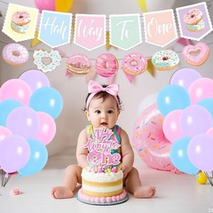 Donut 6 Months Decorations – 21PCS Sweet Donut Half Way Decorations Banners B…
