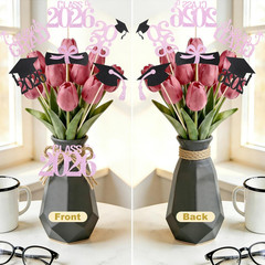 Graduation Decorations 2026, 24 PCS Black and Pink Graduation Centerpieces for T