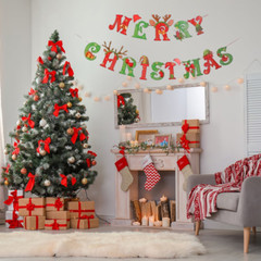 Christmas Banner Hanging Decoration Merry Christmas Letter Banner