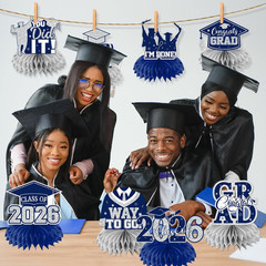 12Pcs Graduation Table Decorations,Silver and Navy Blue Graduation Decorations 2