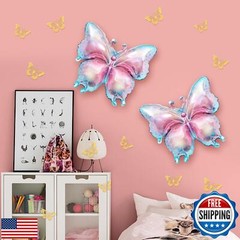 163Pcs Butterfly Pink and Purple Balloons Garland Arch Kit, Birthday Baby Sho