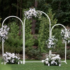 3x Metal Wedding Arch Backdrop Stand Frame for Ceremony, Bridal, Birthday Party
