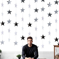Silver Shining Star Hanging Garland Silver Hanging Sparkling Star Streamer Glitt