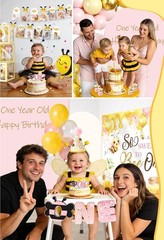 Bee Themed 1st Birthday Decorations – Balloon Arch, Plates, Napkins & Banner