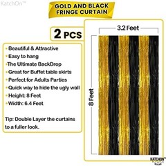 KatchOn, Xtralarge Black and Gold Streamers – 8×3.2 Feet, Pack of 2 | Black a…