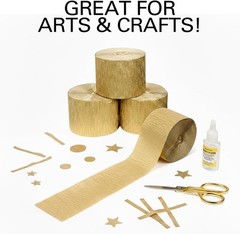 Gold Streamers 4 Rolls 328ft Gold Crepe Paper Decor