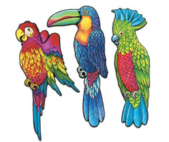 Exotic Tropical Bird Paper Cut Outs Party Decorations, 17″, Multicolored 3 lot