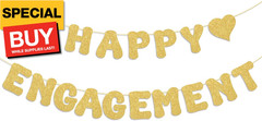 Adecortallk Glitter Happy Engagement Banner Engagement Party Decorations Engaged