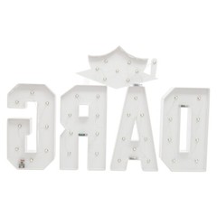 GRAD Graduation LED Lighted Letters with Cap Sign for Party Decor, Photo Props
