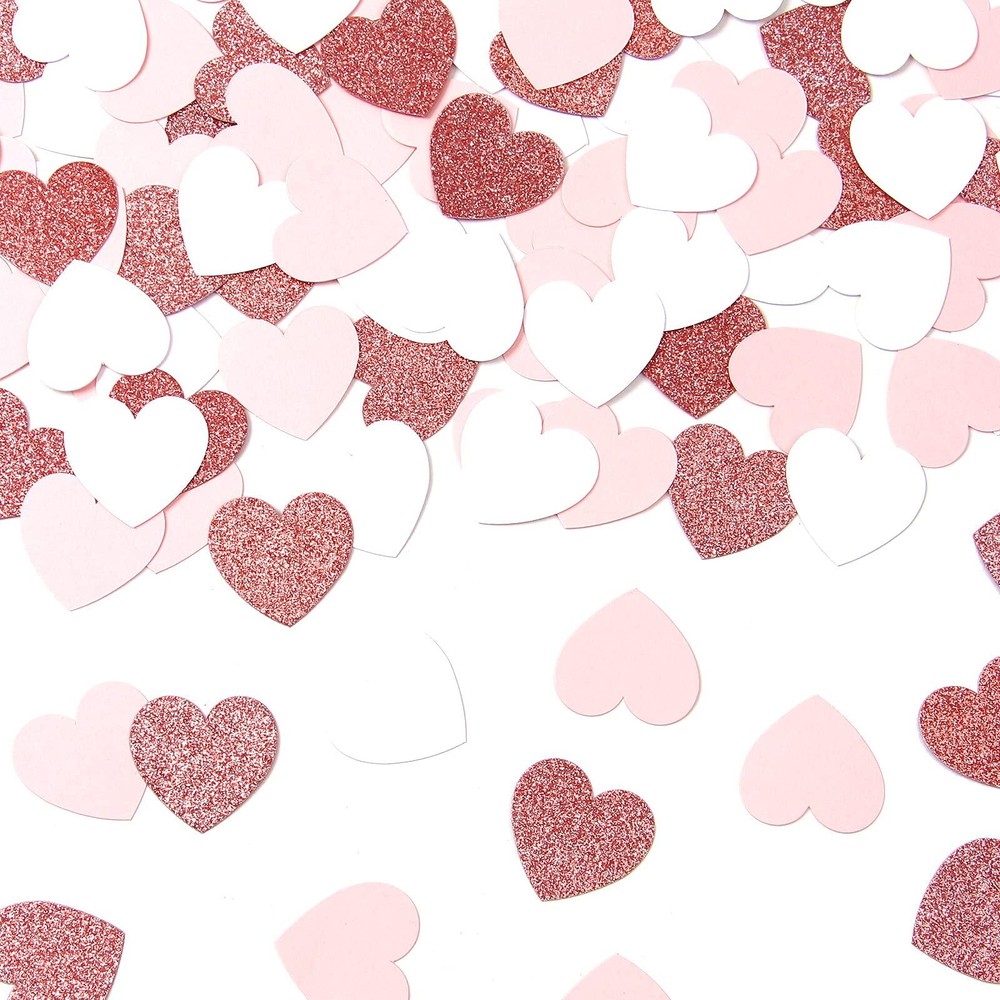 Rose Gold Pink White Heart Confetti 300PCS Party Decor for Wedding Shower