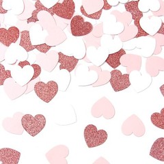 Rose Gold Pink White Heart Confetti 300PCS Party Decor for Wedding Shower