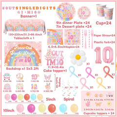 10Th Birthday Decorations for Girl,288Pcs Peace Out Single Digits Party Decor Gr
