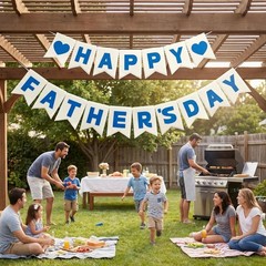 Lightweight Blue & White Father’s Day Banner – Perfect for Indoor & Outdoor Use