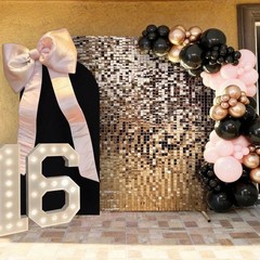 30pcs Shimmer Wall Backdrop Square Glitter Sequin Panels Wedding Birthday Decor