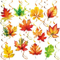 30 PCS Fall Maple Leaf Hanging Swirls Thanksgiving Ceiling Decor Streamers