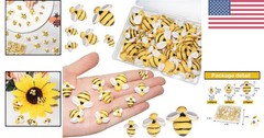 Vibrant Resin Bumble Bee Decor – 50 Pcs for Fun Party and Craft Embellishments