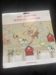 Barnyard Birthday Hanging Swirl Decorations 12pk Kids Farm Barnyard Birthday