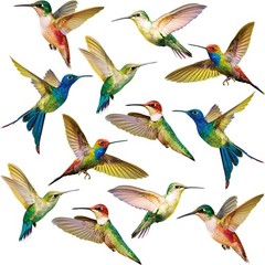 Blulu 18 Pieces Large Size Hummingbird Window Clings 18 pcs, Multicoloured