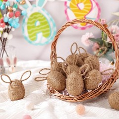 8 Pcs Farmhouse Easter Egg Linen Rope Eggs Rustic Easter Hunt Ornament for Sp…