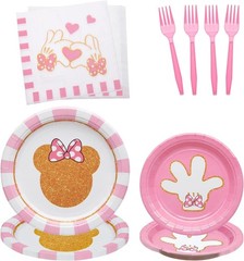 Charming 96-Pc Minnie Themed Tableware Set – Perfect for Baby Showers & Parties