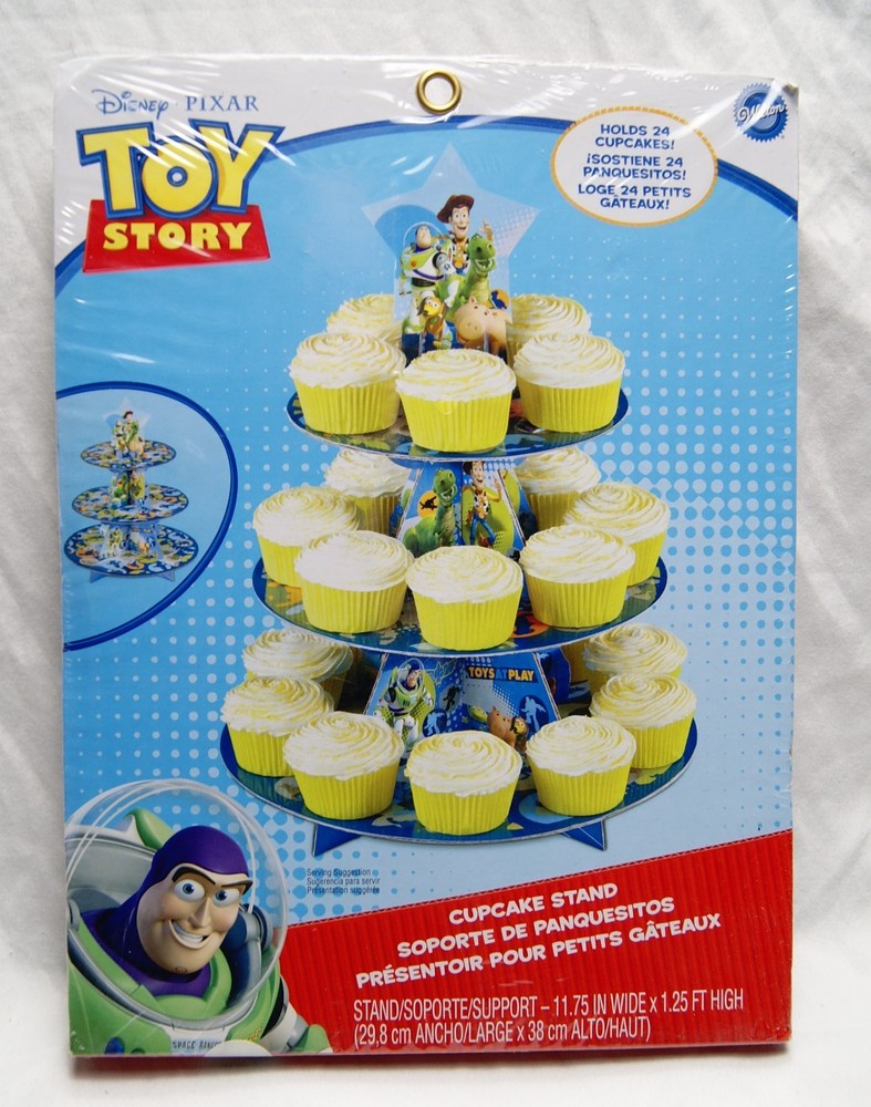 toy story cupcake stand holds 24 buzz & woody disney pixar party supplies