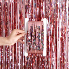 2x Laser Party Curtain Background Metallic Foil Fringe Birthday Photo Wall Decor