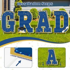 Extra-Large 14 PCS Class of 2026 Graduation Signs with Sturdy Stakes – Blue Gold