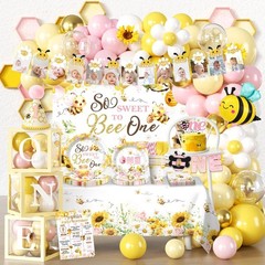Bee Themed 1st Birthday Decorations Kit