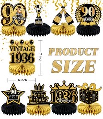 9 Pcs 90th Decoration for Men 90th Centerpieces for Tables Decorations Cheers…