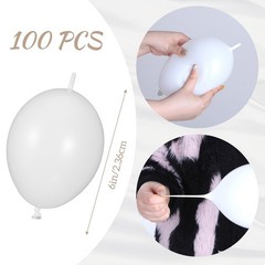 100 Pcs Quick Link Balloons Pearl White Latex Linking Balloons Balloon Wall A…